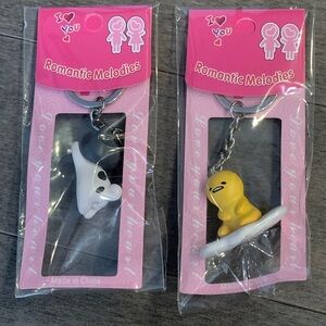 NWT Kawaii Keychain Set: Gudetama Lazy Egg & Sleepy Cat Bag Charms key chain